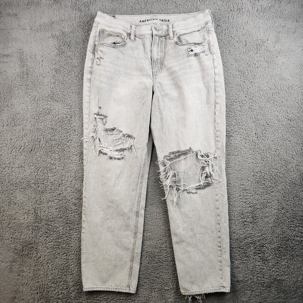 American Eagle AE Ripped High-Waisted Stovepipe Jean Size 12 Straight Leg 90's